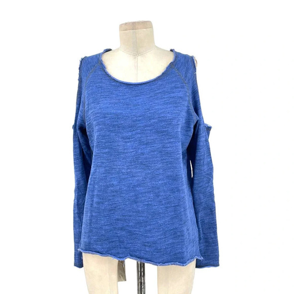 Nation LTD Clara Cold Shoulder Sweatshirt Top Blue Size Small - Picture 2 of 9